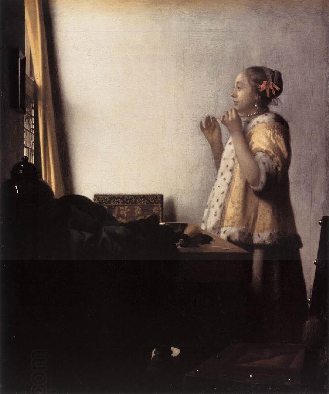 Jan Vermeer Woman with a Pearl Necklace China oil painting art